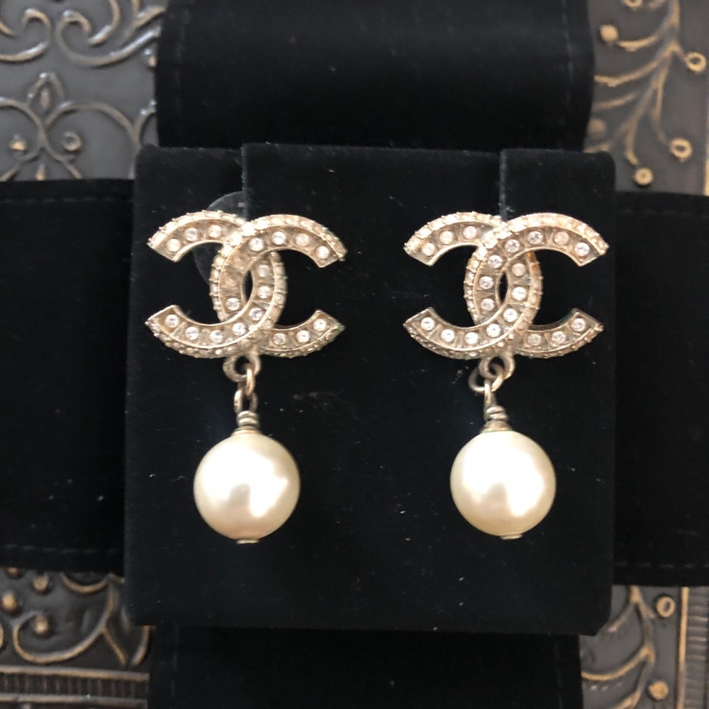 SOLD - Chanel Crystal CC Earrings